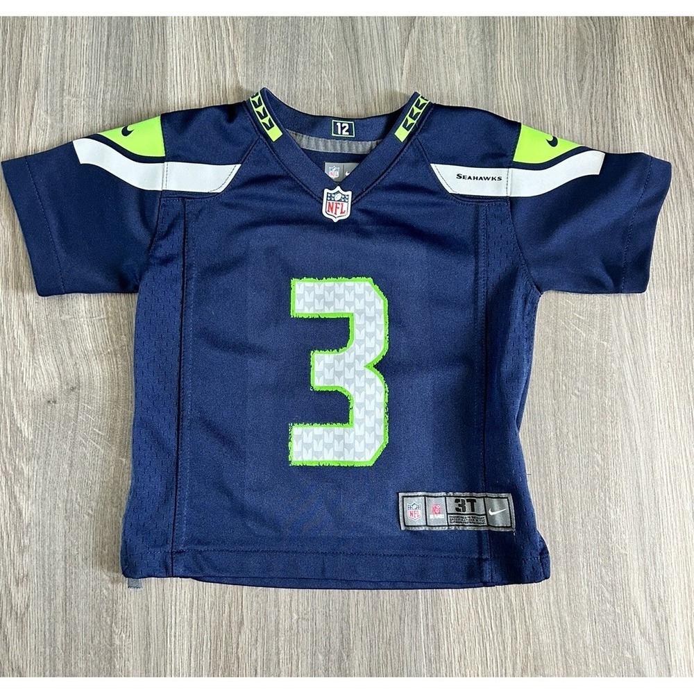 Russell Wilson Seattle Seahawks Toddler T3 Jersey Size Small Navy Embroidered #3